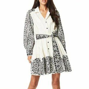 Roller Rabbit Lodhi Embroidered Ivory/Black Shae ButtonUp Dress - Size S